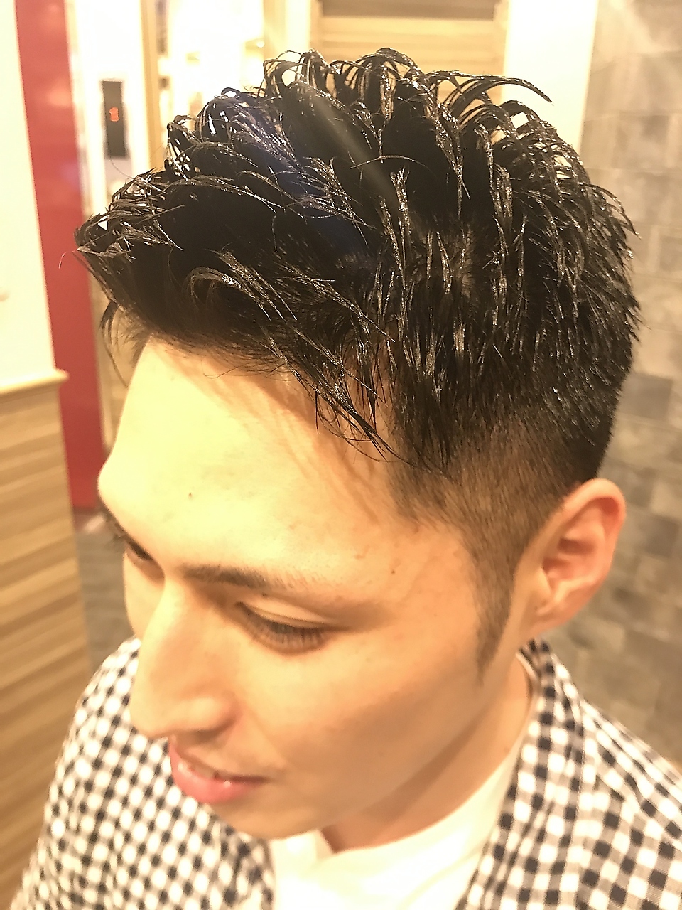 爽やかアップバング♪黒髪刈り上げモテヘア