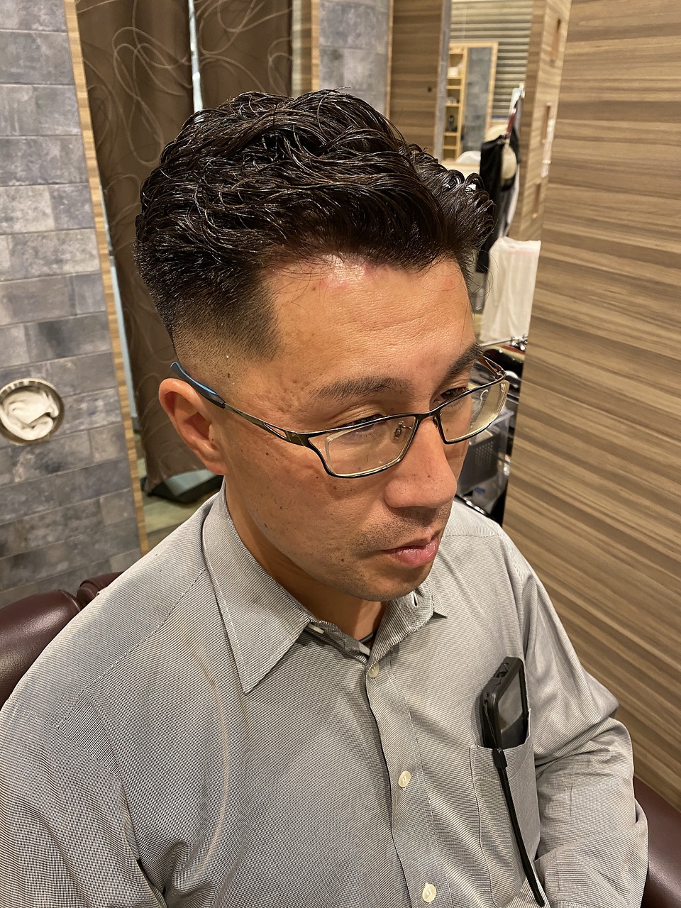 ビジネス風7・3メンズ短髪スキンフェードカット