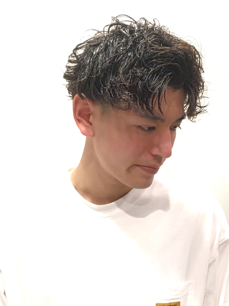 ツイストスパイラルパーマ/ツーブロックマッシュ刈り上げ/マット